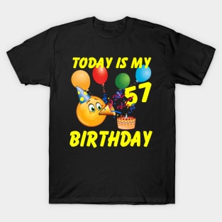 Emoji Shirt Today Is My 57th Birthday 57 Years Old T-Shirt